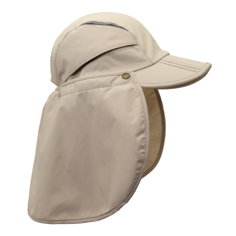 LLmoway Men Outdoor UPF50+ Mesh Sun Cap UV Protection Fishing Hat Safari Cap with Neck Flap Khaki - Image 3